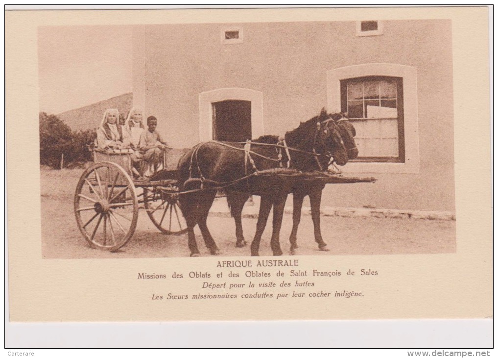 AFRIQUE Australe ,les Soeurs Missionnaires Conduites Par Leur Cocher Indigène,visite Des Huttes,rare - Angola