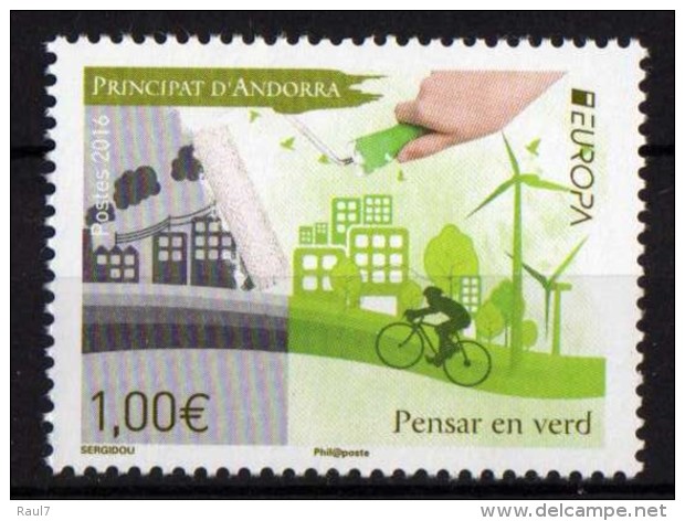 Andorre Fr. - 2016 -  Europa 2016, Pensez Vert - 1 Val Neufs // Mnh - 2016