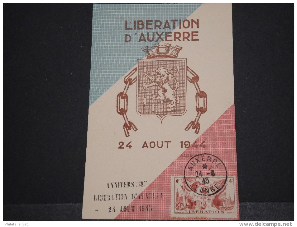 FRANCE - Libération D´Auxerre 1er Anniversaire 1945 - 24 Août 1944 - A Voir - P18543 - Guerre Mondiale (Seconde)