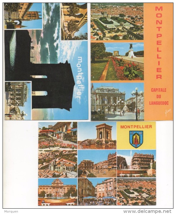 3025  Lote De 3  Postales Francia , Montpellier  Vistas Varias - Montpellier