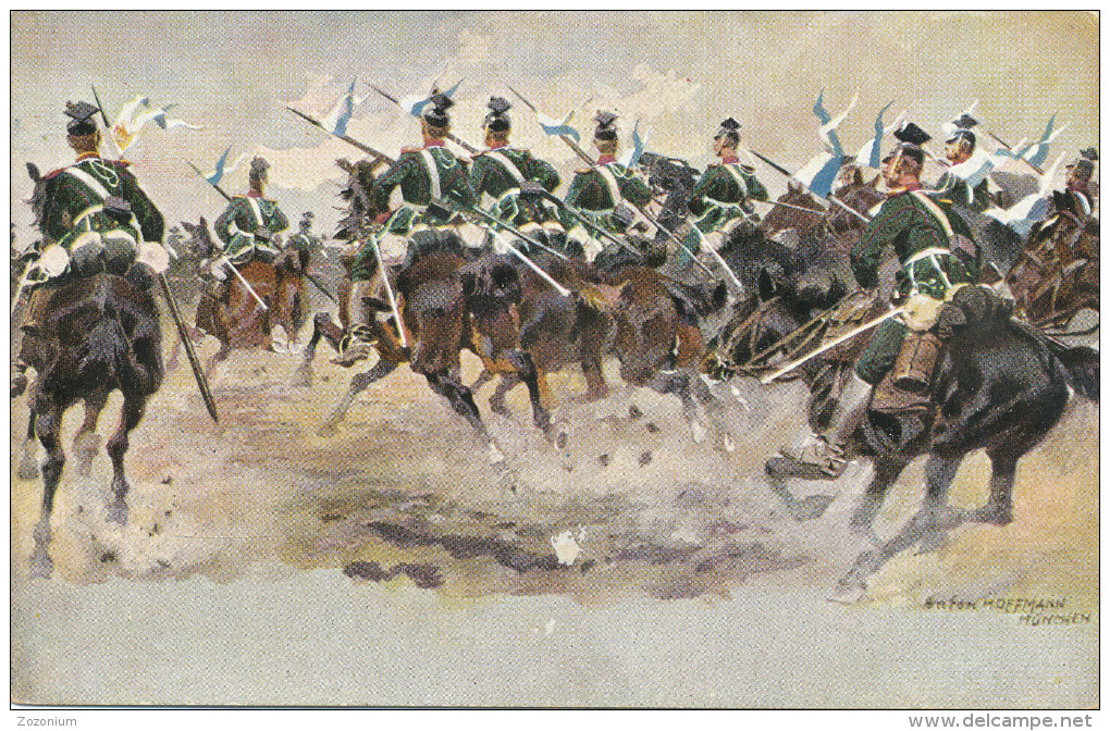 Illustrateur, Illustration Anton Hoffmann Munchen, Armée Allemande, Serie 275, 12 Dess Bild VIII, Cavaleri, Old Postcard - Hoffmann, Anton - Munich