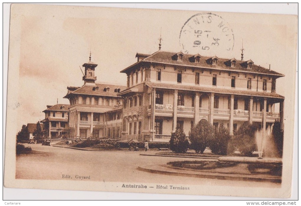 MADAGASCAR,MADAGASIKARA,MALAGASY,ile,sud équateur,ex Colonie Française,ANTSIRABE,EN 1934,2 Timbres,HOTEL - Madagaskar