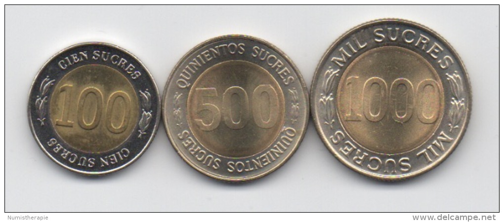 Equateur : Lot De 3 Pièces BIMETAL : 100-500-1000 Sucres 1997 UNC - Equateur