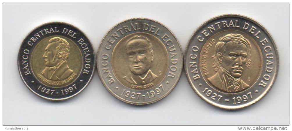 Equateur : Lot De 3 Pièces BIMETAL : 100-500-1000 Sucres 1997 UNC - Ecuador