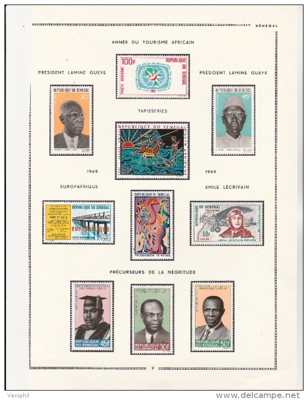 SENEGAL - POSTE AERIENNE N° 74 A 83  NEUF X -ANNEE 1969 -70 - - Senegal (1960-...)