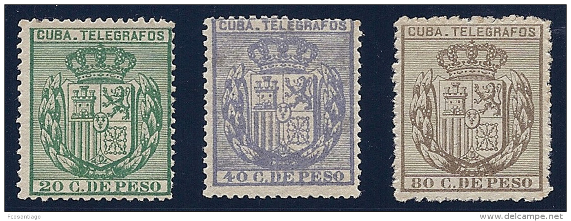 ESPAÑA- CUBA  1882- EDIFIL#T55/57(*) - Cuba (1874-1898)