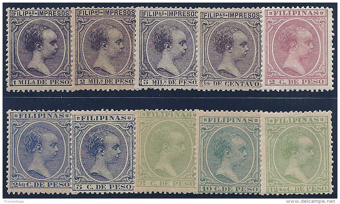 ESPAÑA/FILIPINAS 1890 - Edifil #76/85 - MLH * - Philippinen