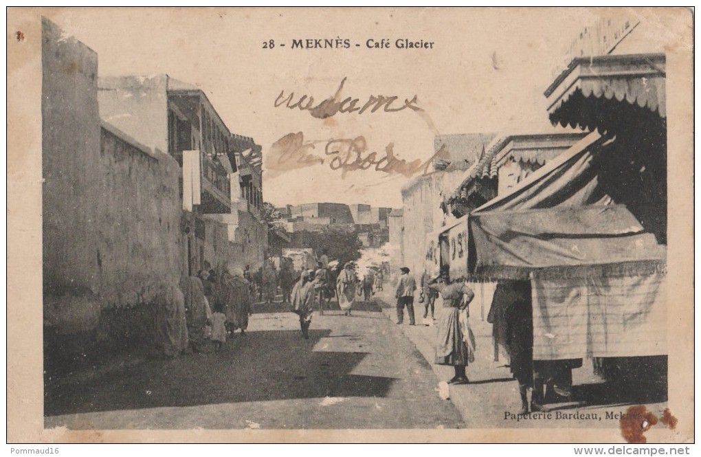 CPA Maroc, Meknés Café Glacier - Animée - Meknès