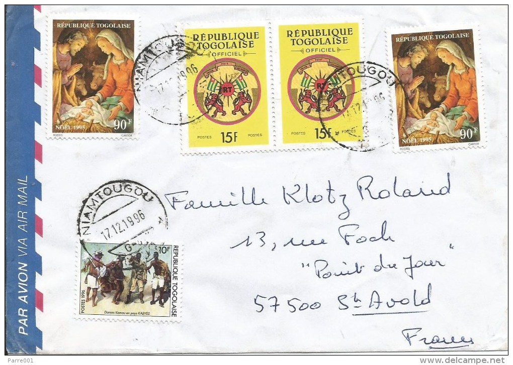 Togo 1996 Niamtougou G3 Christmas Dance Drumming Official Stamps Cover - Togo (1960-...)