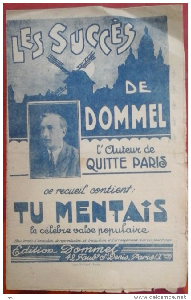 PartitionLes Succes De DOMMEL Tu Mentais,Désir D'amour,C'est Un P'tit Rien,La Saisie,Les Sans Amour - Partitions Musicales Anciennes