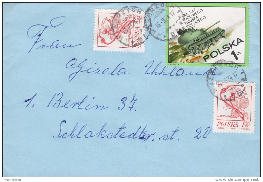 Poland WALBRZYCH 1974 Cover Brief BERLIN Germany Orchidee Orkideen Tank PanzerWaffen Stamp - Briefe U. Dokumente