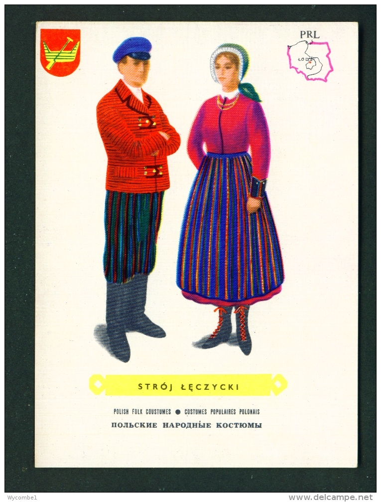 POLAND  -  Regional Costumes  Stroj Leczycki  Unused Postcard - Costumes