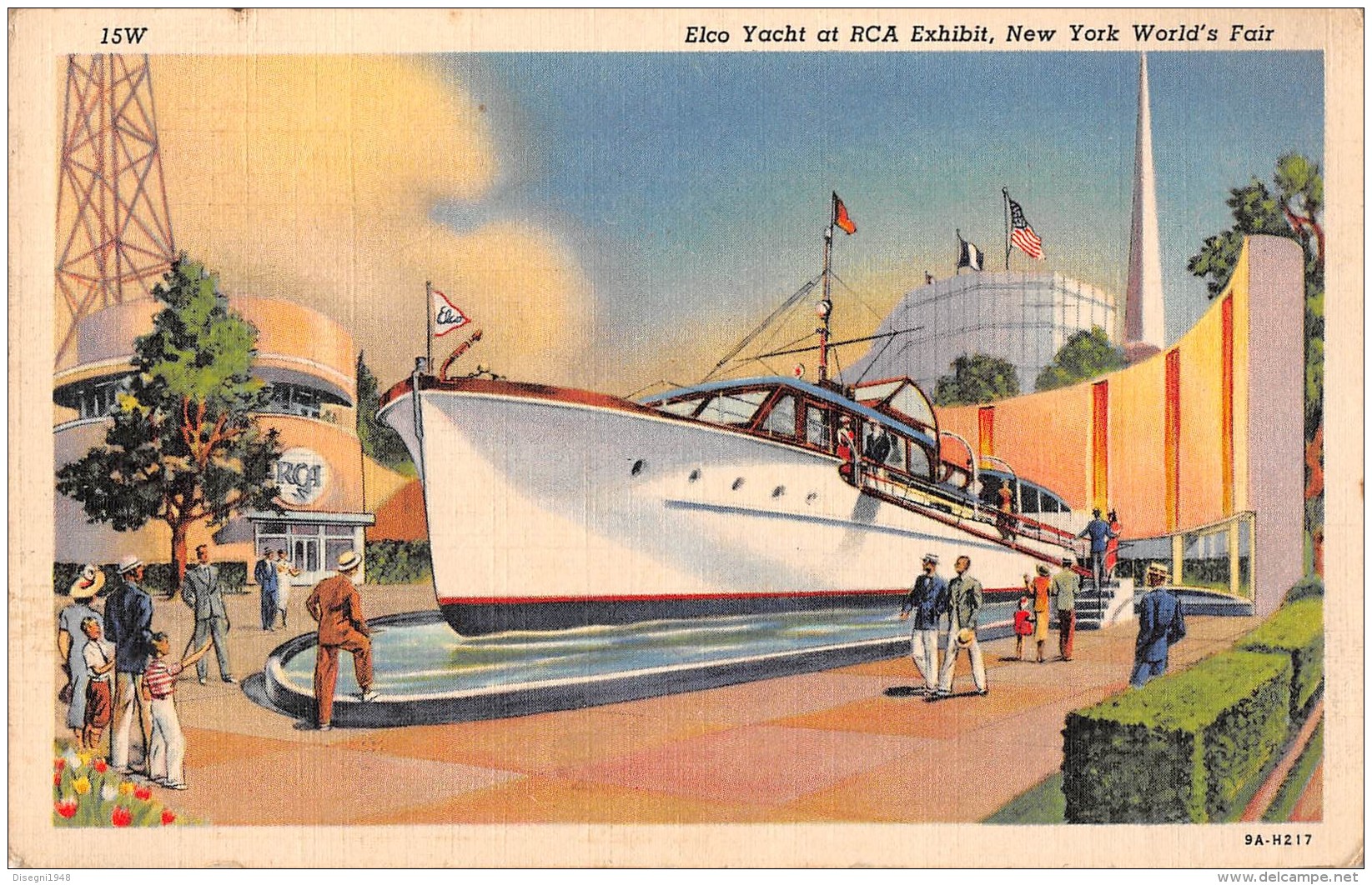 05544 "USA (NY) - NEW YORK WORLD'S FAIR 1939 -  ELCO YACHT AT RCA EXIBIT" ORIG. POST CARD. POSTED 1939 - Exhibitions