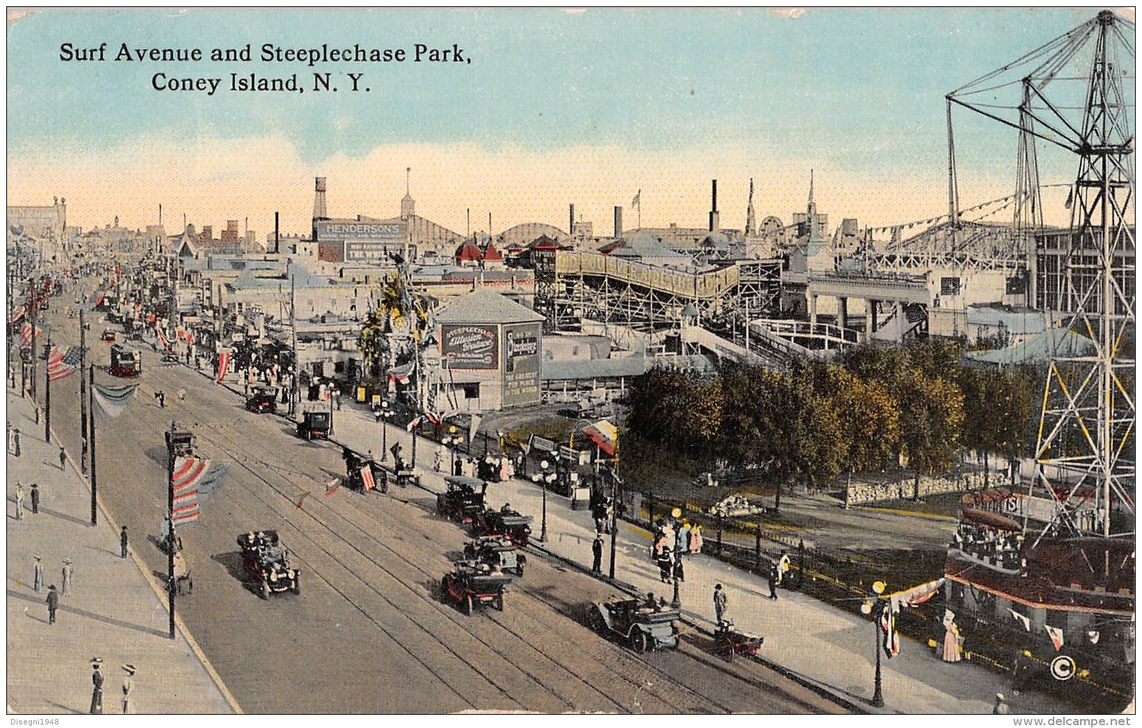 05546 "USA (NY) - NEW YORK CITY - CONEY ISLAND - SURF AVENUE AND STEEPLECHASE PARK - BROOKLYN" ORIG. POST CARD. UNPOSTED - Brooklyn