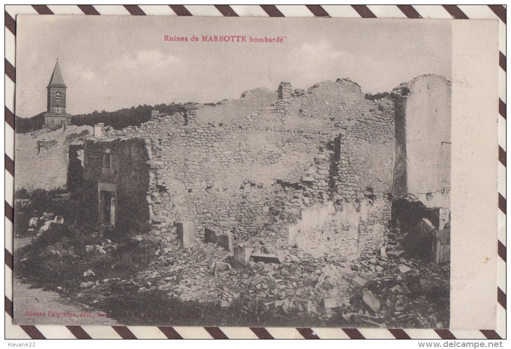 6AI2367 GUERRE 1914 RUINES MARBOTTE BOMBARDE  2 SCANS - Guerre 1914-18