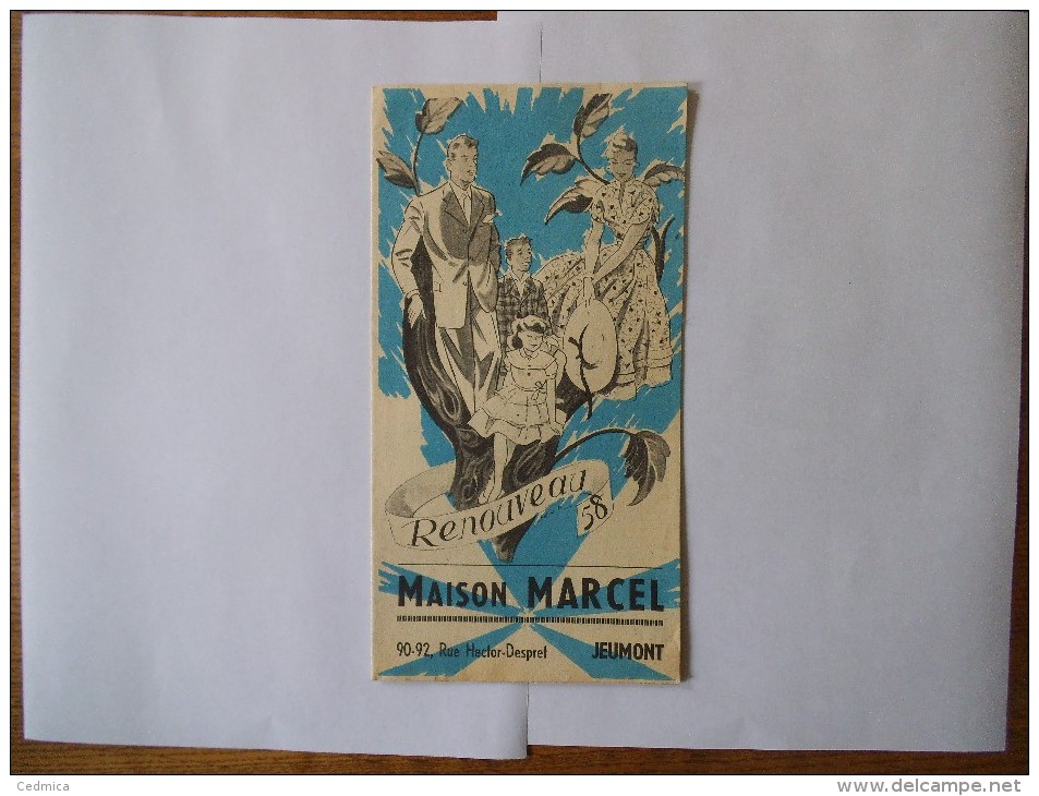JEUMONT MAISON MARCEL 90-92 RUE HECTOR-DESPRET DEPLIANT PUBLICITAIRE 1958 - Kleidung & Textil
