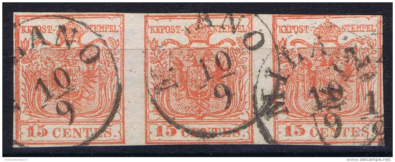 Osterreich Lombardei Venetien 1850 Nr 3 X  Used  3-Strip Lombardo Veneto - Gebraucht