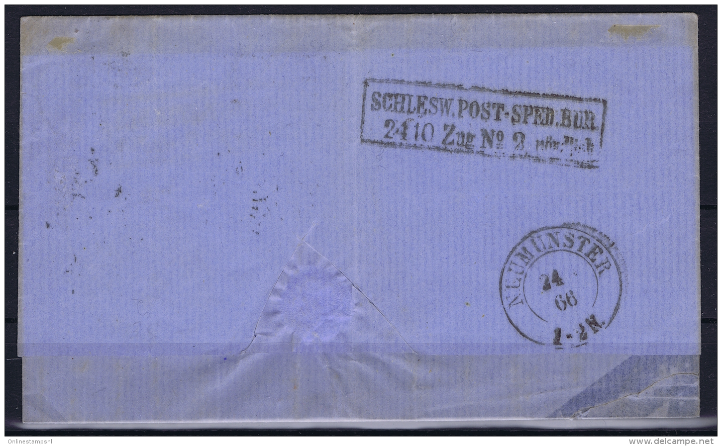 Schleswig 1866 Wrapper To Neumunster From Gluckstadt On Back: SCHLESW. POST SPED. BUR./ZUG 2 Travelling Post Office - Schleswig-Holstein