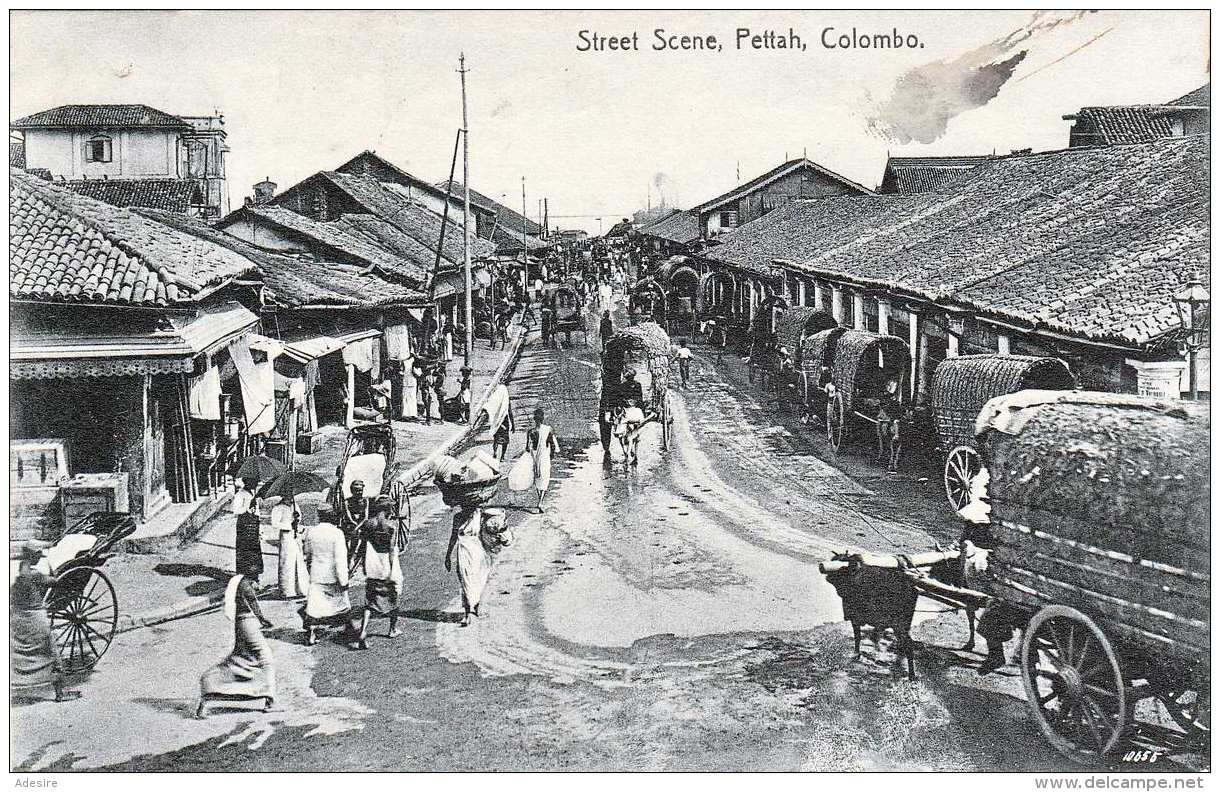 COLOMBO - Pettha, Street Scene, Gel.1923, 10? Marke, Nachportostempel - Sri Lanka (Ceylon)