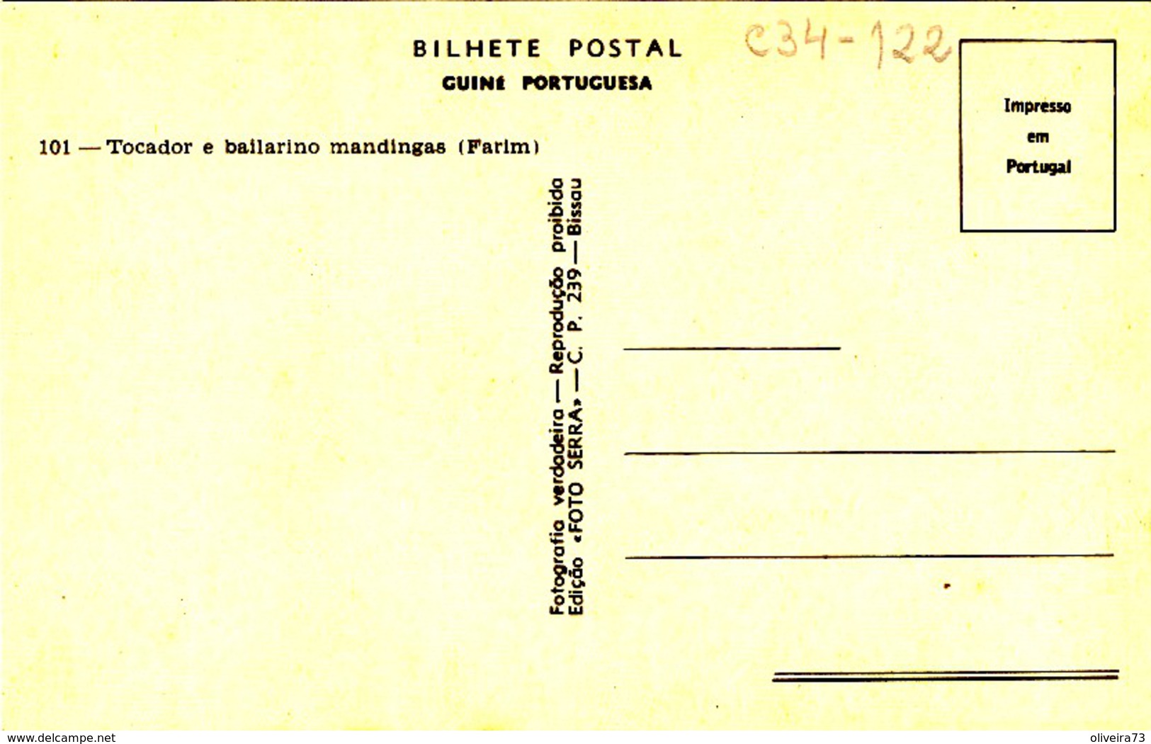 GUINÉ, PORTUGUESA, Tocador E Bailarino Mandingas (Farim),  2 Scans - Guinea Bissau