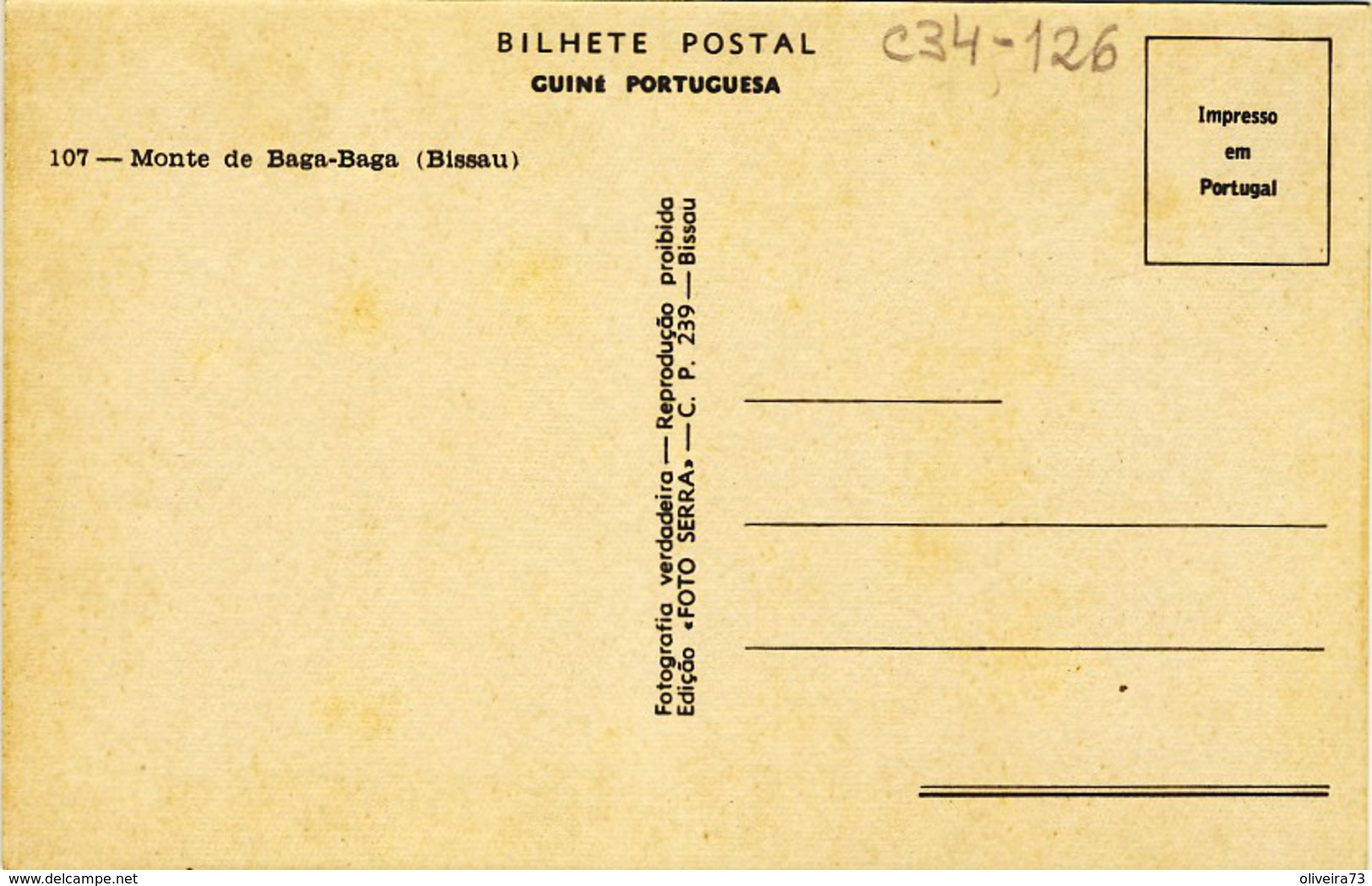 GUINÉ, PORTUGUESA, Monte De Baga-Baga (BISSAU),  2 Scans - Guinea-Bissau