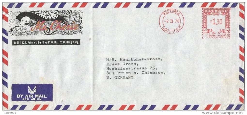 Hong Kong 1970 Victoria Meter Franking Universal “Automax” U45 Cover - Storia Postale