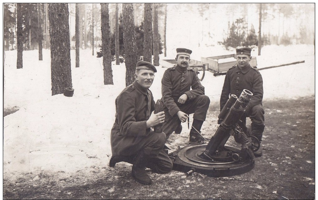 Foto Deutsche Soldaten 1.Weltkrieg Mittlerer Minenwerfer Mine Thrower Granatwerfer Schützengraben Nitrolit Leverkusen - Oorlog, Militair