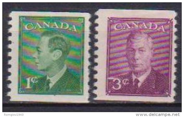 CANADA 1950 ORDINARIA EFFIGE DI GIORGIO VI Dent.9 1/2 VERTICALE YVERT. 231a-233a  MLH VF - Nuovi