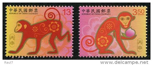 TAIWAN 2015 - Nouvelle Année Calendrier Chinois, Année Du Singe - 2 Val Neuf // Mnh - Neufs