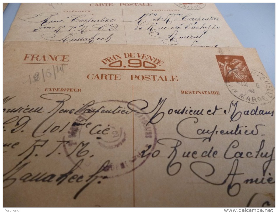 8 ENTIERS POSTAUX TYPES IRIS EN PROVENANCE DU MAROC ET ALGERIE EN 1941 - Cartes-lettres