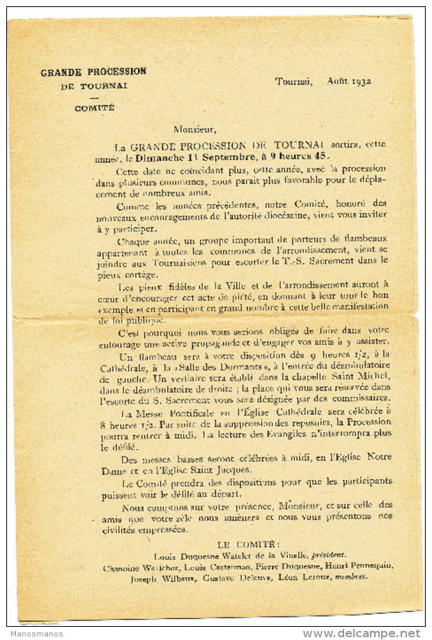 523/24 - IMPRIME TP Préo-Poste 1932 WILLAUPUIS Vers BRAFFE Via BASECLES - RETOUR - TB Contenu Procession De TOURNAI - Typografisch 1929-37 (Heraldieke Leeuw)