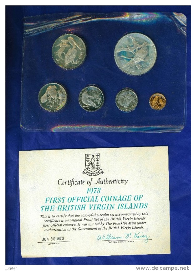 BRITISH VIRGIN  MINT SET ANNO 1973 - PROOF SET - 6 MONETE  - FRANKLIN MINT - IN ASTUCCIO ORIGINALE - Iles Vièrges Britanniques