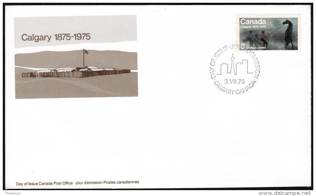 Canada 1975, FDC Cover "Calgary Centennial" W./special Postmark "Calgary", Ref.bbzg - ....-1951