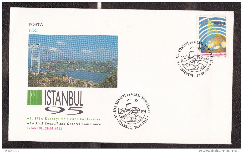 TURKEY, 1995, FDC, 61st IFLA, Council And General Conference, Istanbul Cancelled - Luftpost