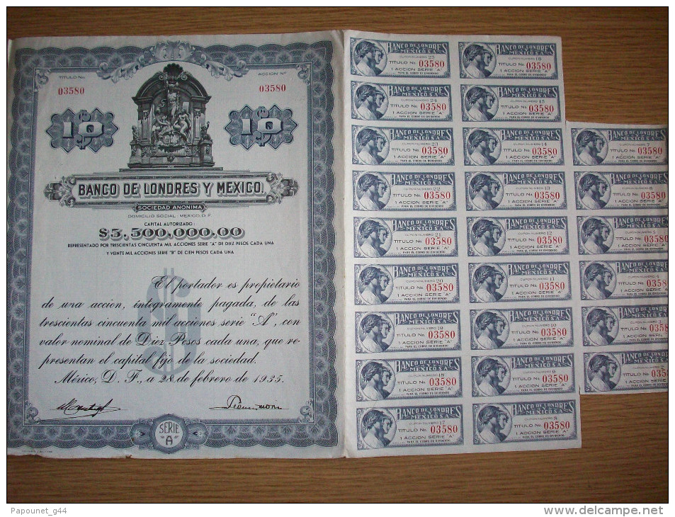 Action : Banco De Londres Y Mexico 1935 - Banque & Assurance