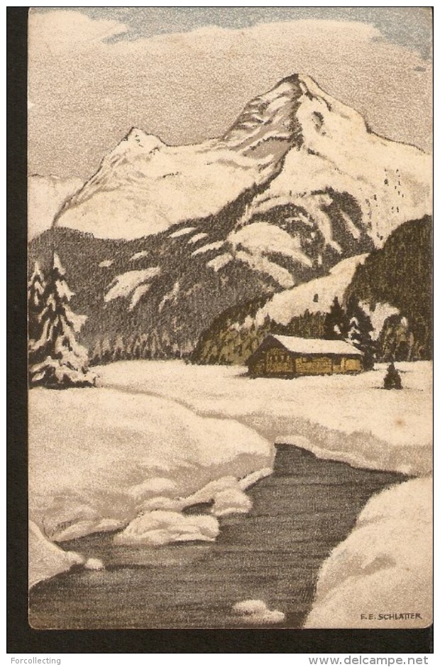 B39. Switzerland Wolfensberger Zurich Landscape Mountains River Winter View By SCHLATTER - Autres & Non Classés