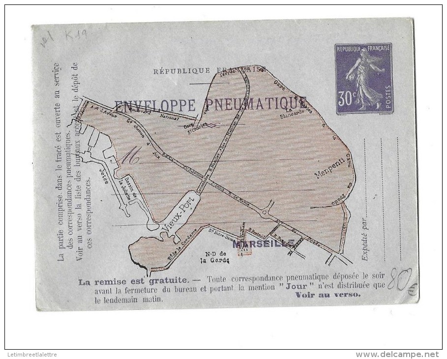 Entier Enveloppe Pneumatique De Marseille - Pneumatici