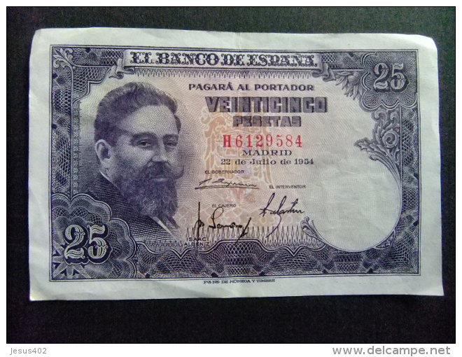 ESPAÑA BILLETE De 25 PESETAS ISAAC ALBENIZ H6129584 MADRID 22/6/1954 Como Nuevo - 25 Pesetas