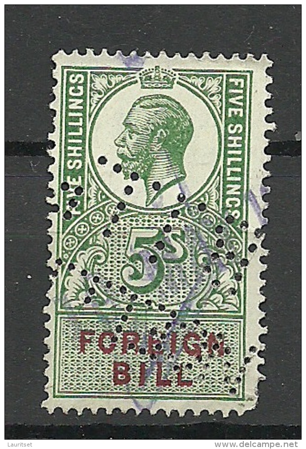 Great Britain Old Revenue Tax Stamp King Edward Foreign Bill 5 S. O - Service