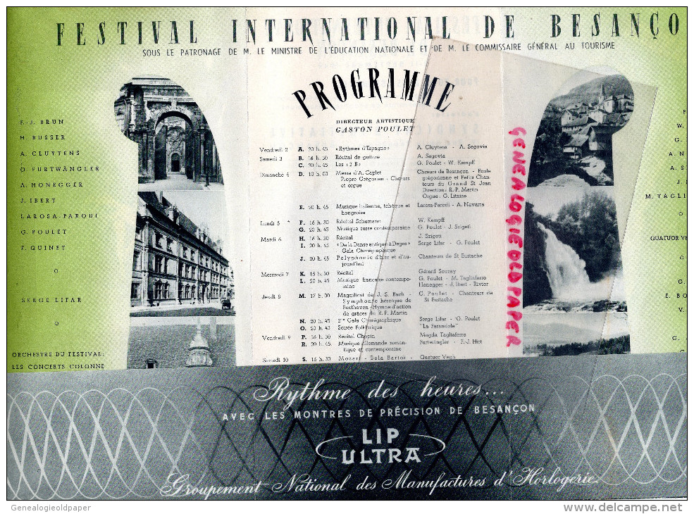 25 - BESANCON - DEPLIANT TOURISTIQUE FESTIVAL MUSIQUE 1949- GASTON POULET- - Dépliants Touristiques