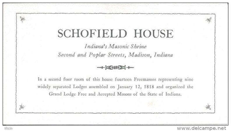 Letter FI000092 - USA Freemason Grand Lodge Of The State Of Indiana - Other & Unclassified