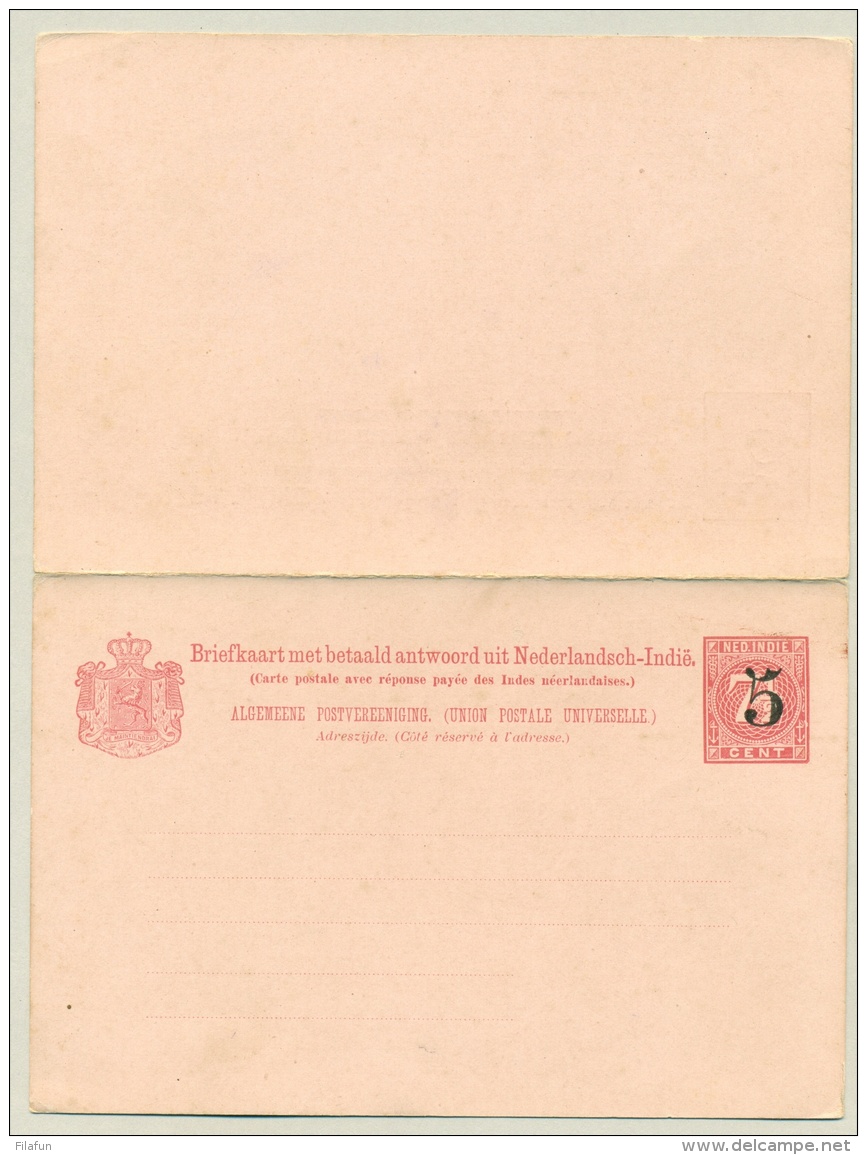 Nederlands Indië - 1908 - 5+5 Cent Op 7,5+7,5 Cent Opdruk Briefkaart G19b - Ongebruikt - Nederlands-Indië