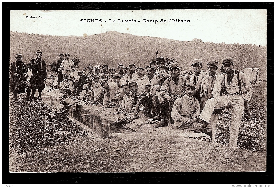 CPA ANCIENNE- SIGNES (83)- LE LAVOIR AU CAMP DE CHIBRON- TRES BELLE ANIMATION GROS PLAN - Signes