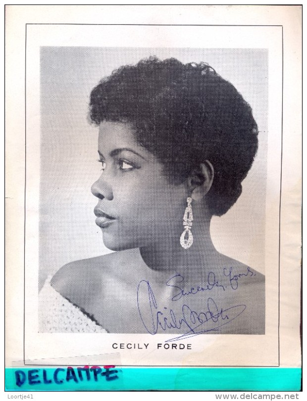 Handtekening Autographe Jazz Singer Chanteuse Cecily Forde - Page Programme - Autres & Non Classés