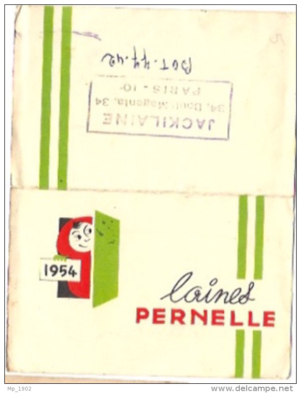 CALENDRIER LAINES PERNELLES 1954. JACKILAINE BOULEVARD MAGENTA PARIS - Petit Format : 1941-60