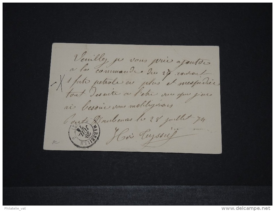 FRANCE - Carte Précurseur - Impression Défectueuse Du Timbre - Juil 1874 - A Voir - P18618 - Precursor Cards