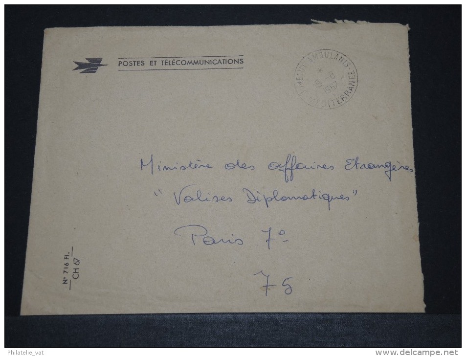 FRANCE - Env "Valises Diplomatiques" Avec Cachet Bureaux Ambulants - Août 1967 - RARE - A Voir - P18622 - Storia Postale