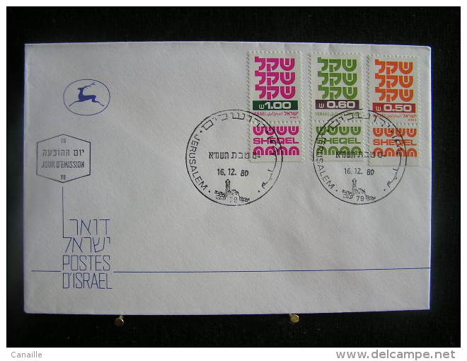 T-n°5 / Lot de 11 enveloppes, Jerusalem de 1980  /  Israel First Day Cover  Jerusalem    -    Lot d´envloppes oblitérées