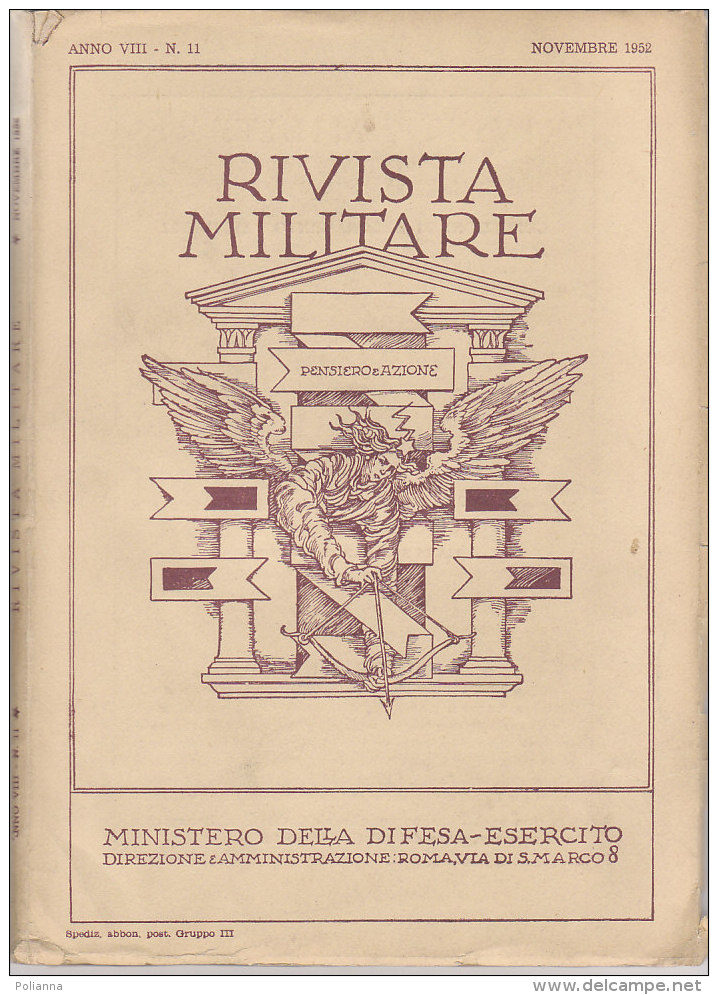 RA#61#15 RIVISTA MILITARE Nov 1952/MACCHINA DA SCRIVERE OLIVETTI LETTERA 22/OPERA NAZ.ASSISTENZA ORFANI MILITARI/ASMARA - Italiaans