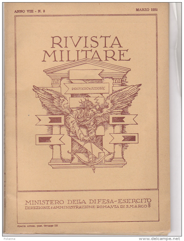 RA#61#19 RIVISTA MILITARE Mar 1952/FIAT 1400/DOCUMENTI SULL'8 SETTEMBRE 1943/CAMPAGNA ESERCITO BELGA 1940 - Italiaans